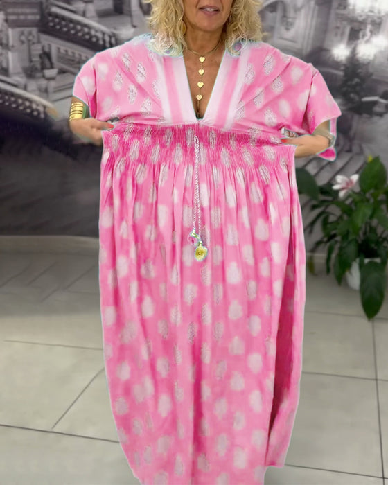 Kleid locker Urlaubsmuster Taille Maxi