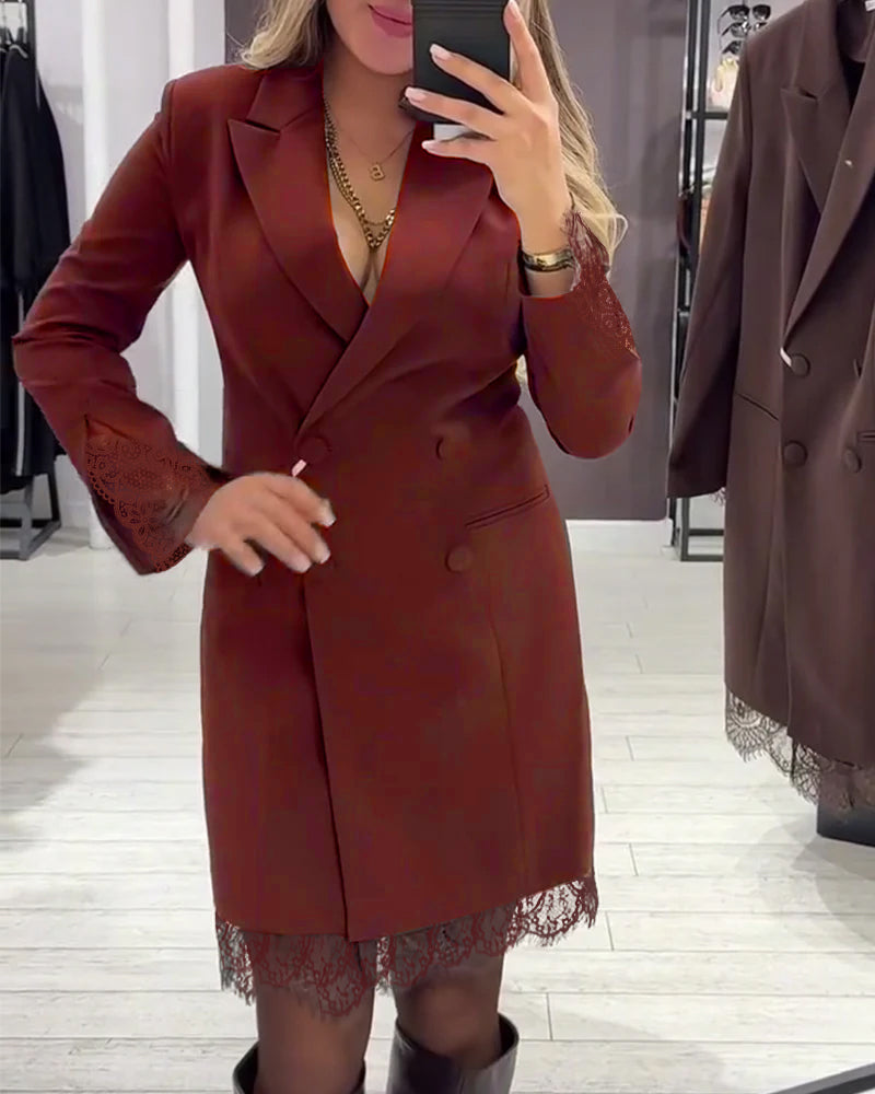 Kleid mit V-Ausschnitt und Einsätzen für die Arbeit