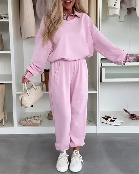 Set einfarbig und kariert Patchwork Sport