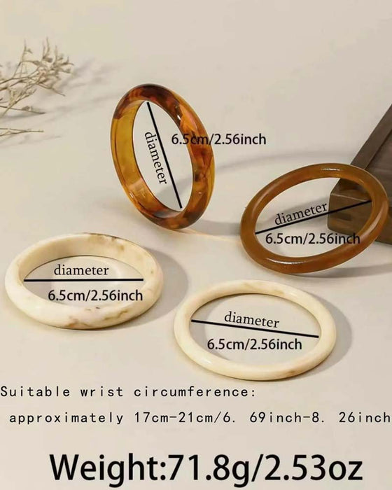Vintage Harz Bernstein Acryl Armreif Set