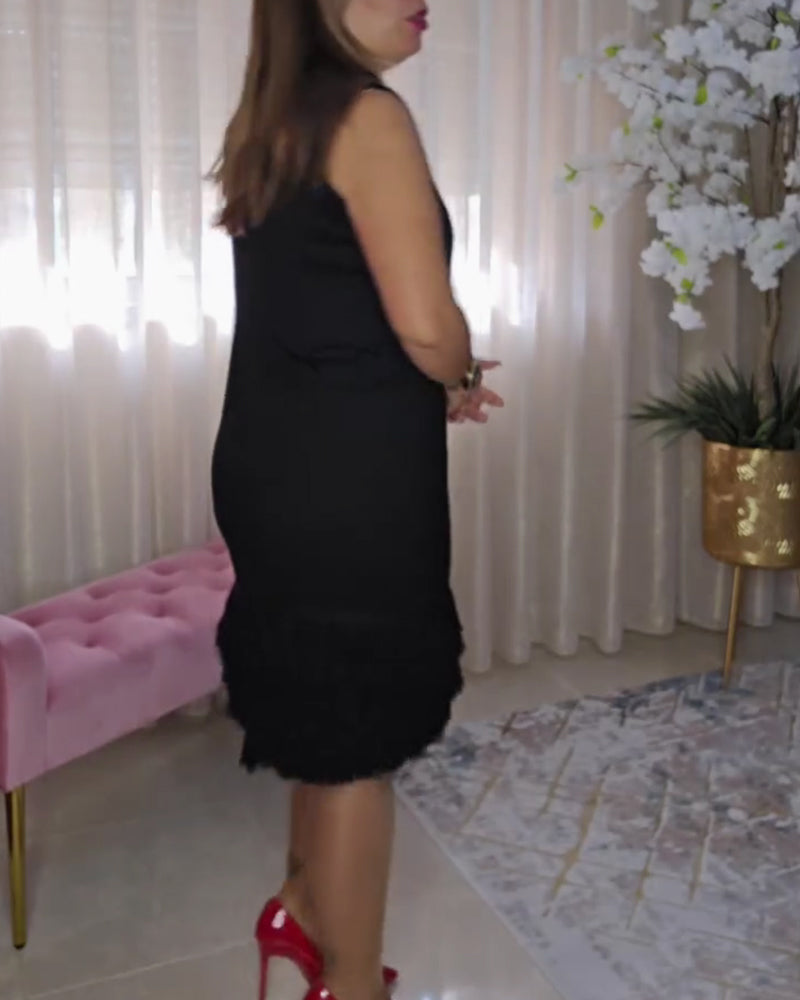 Kleid Ärmellos Gefranst Modisch