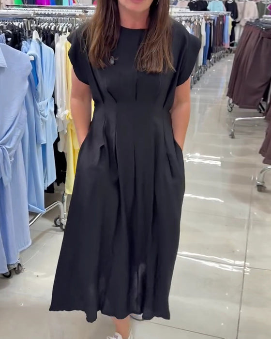Kleid Gerafft Flatterärmel Taille