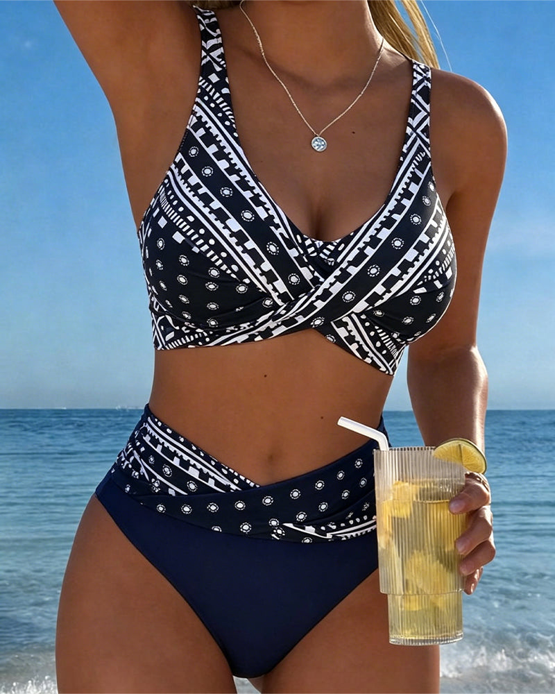 Bikini Geometrischer Unregelmäßiger Print Mode
