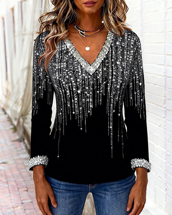 Modisches, Locker Sitzendes Top Mit V-Ausschnitt