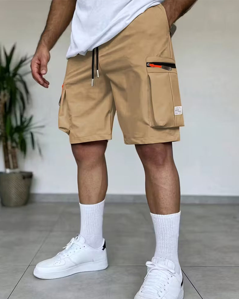 Herren Hose Einfarbig Loose Fit Kurz Cargo