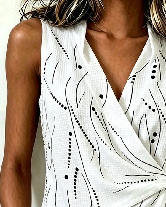 Tank Top Ärmellos Seitenbindung Print
