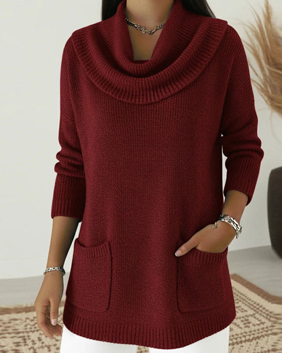 Pullover Kragen Schal Langes Ärmel