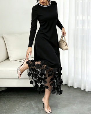 Kleid Mesh Gepunktet Patchwork