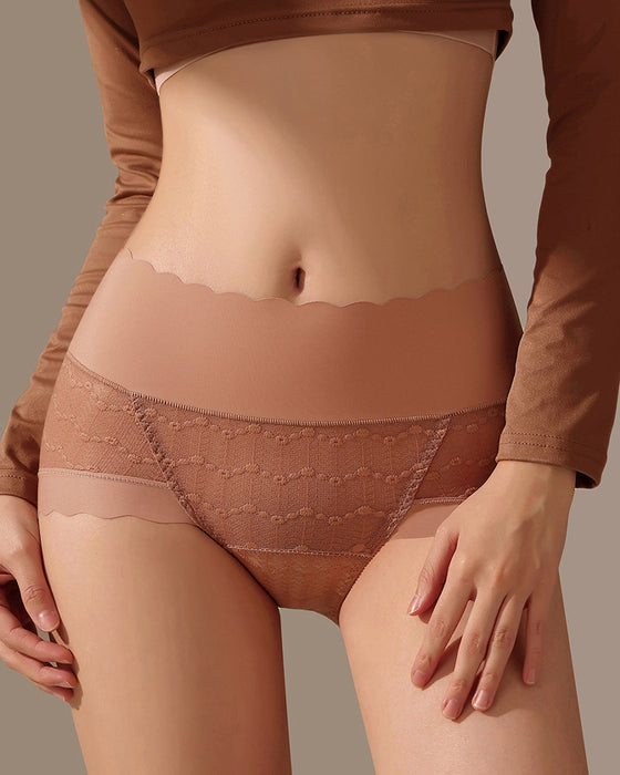 Atmungsfreie Nahtlose High-Waist Spitzen Slip