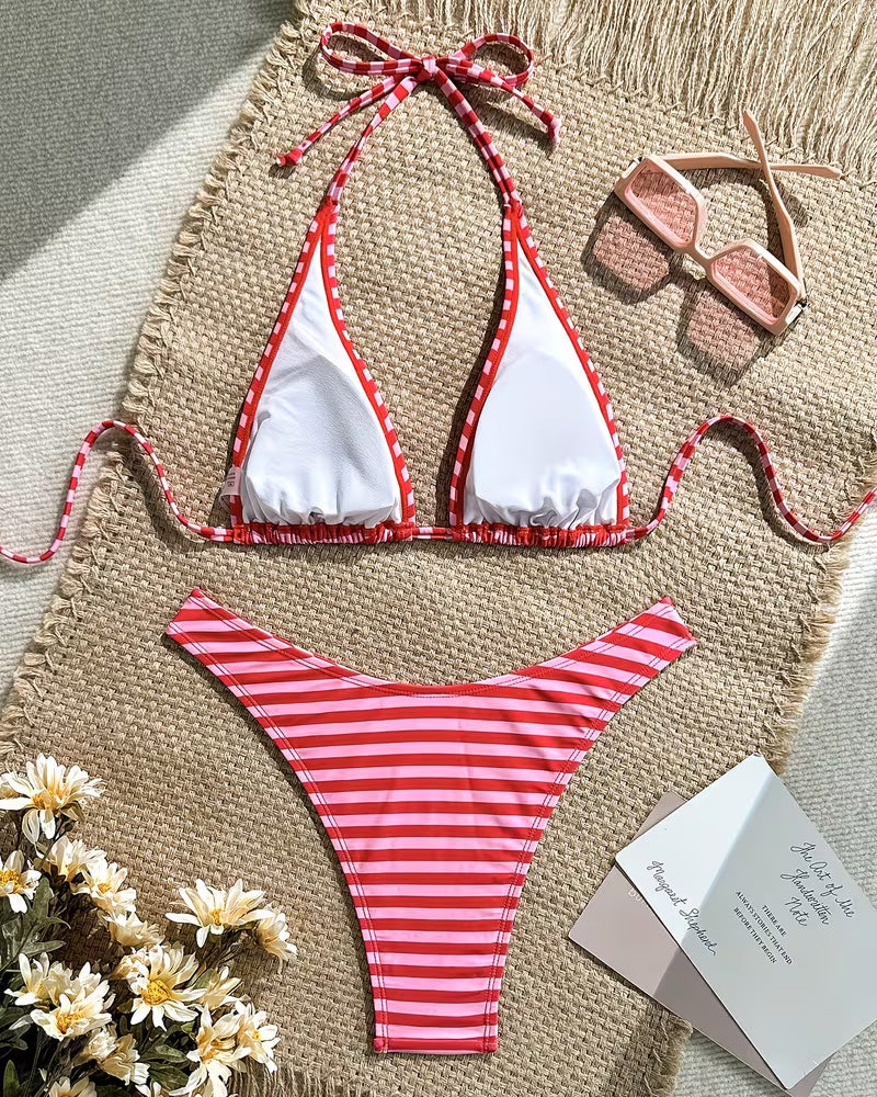 Bikini Horizontal Gestreift Halter