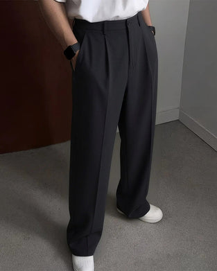 Hose Herren Tasche Geknittert Gerade