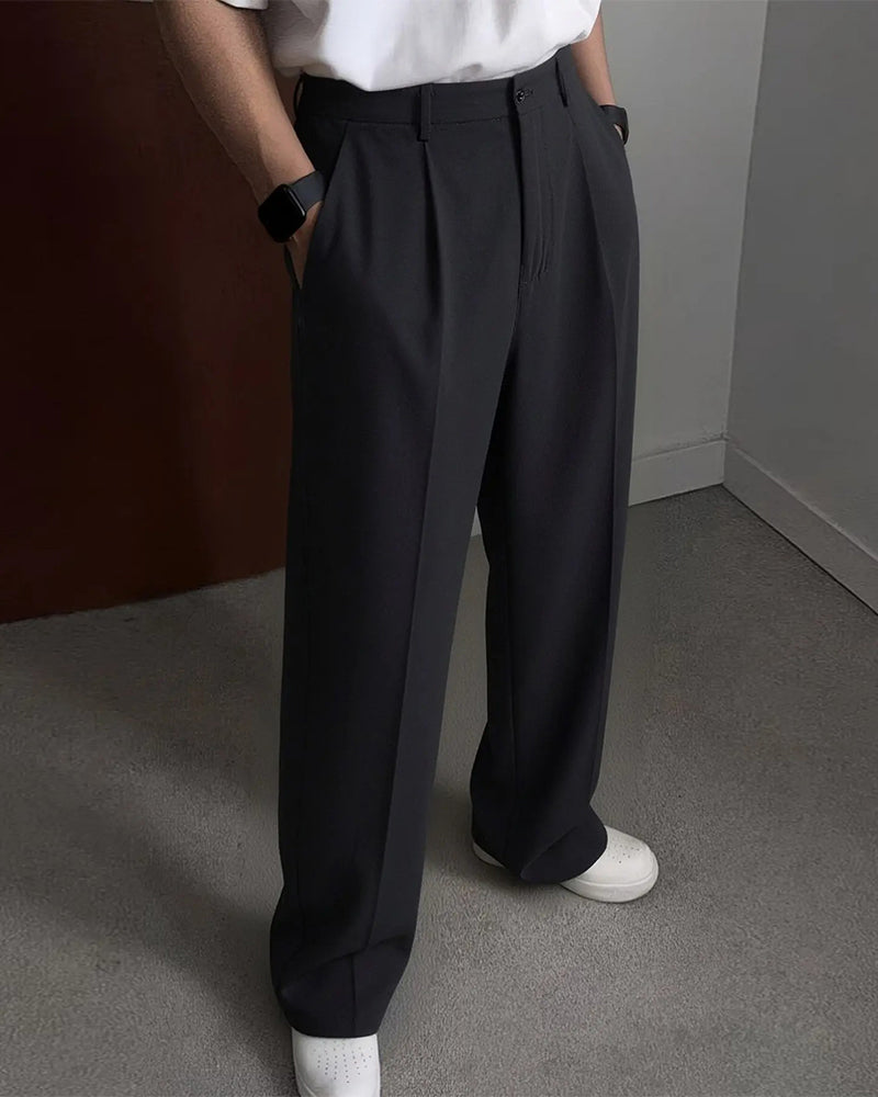 Hose Herren Tasche Geknittert Gerade