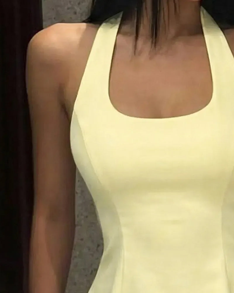 Tank Tops Halter Quadratischer Ausschnitt Schick