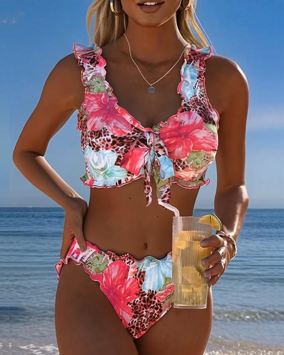 Bikinis Blumen Leopard Patchwork