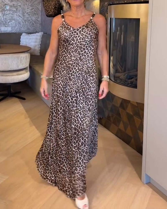 Kleid Camisole Leopard Print Lässig