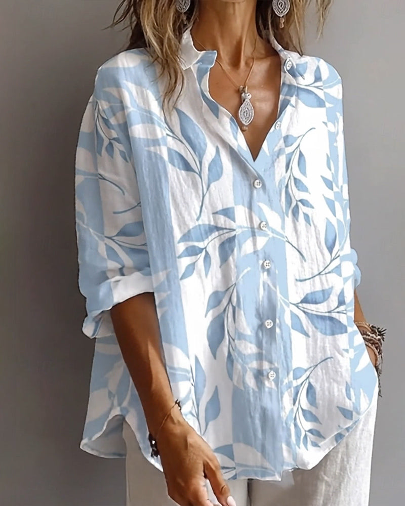 Hemd Pflanzenblattdruck Revers