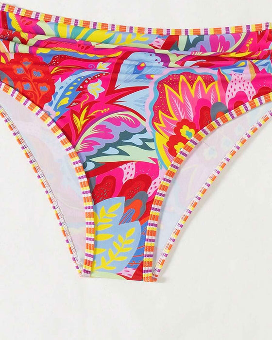 Badeanzug BH-Stil Hohe Taille Bedrucktes Dreieck