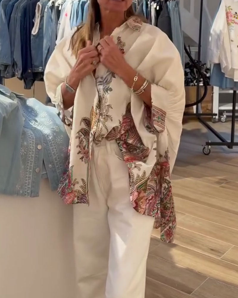 Hemd mit lockerer Passform im Ethno-Stil mit Druck