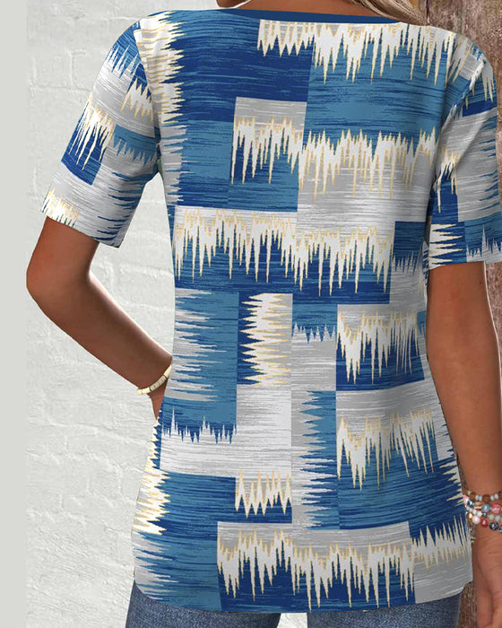 Bluse Casual Kurzärmlig Digitaldruck