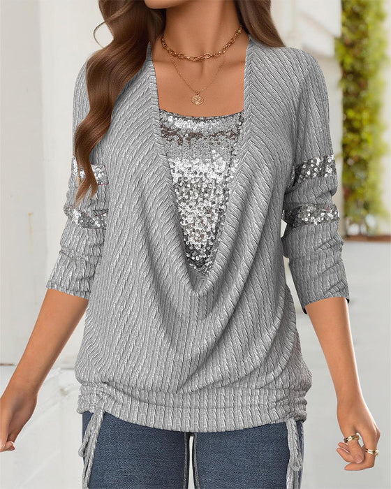 Sweatshirt lässiges Pailletten-Design