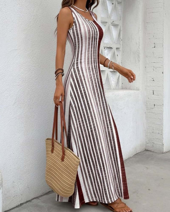 Kleid Ärmellos Bunt Streifen