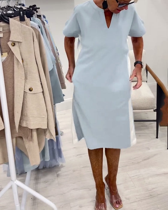 Kleid kurzärmelig Kontrastfarbe gerade