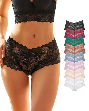 Damen 8er-Pack Sexy V-Bund Spitzen-Po-String