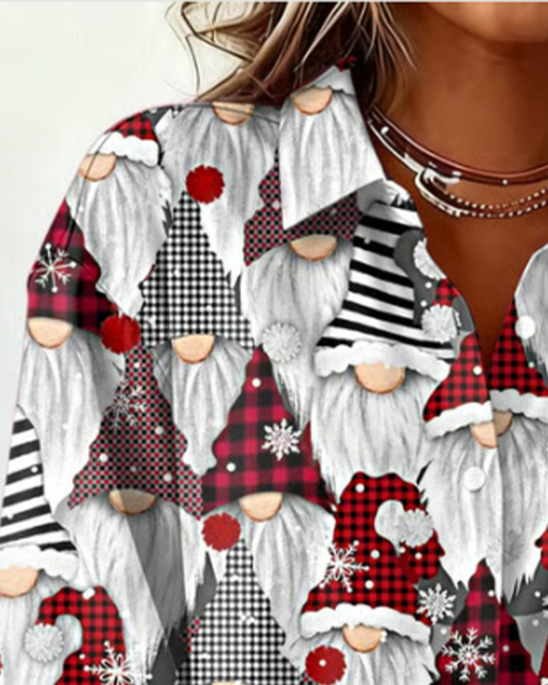 Hemd mit Tannenbaumprint und Reverskragen