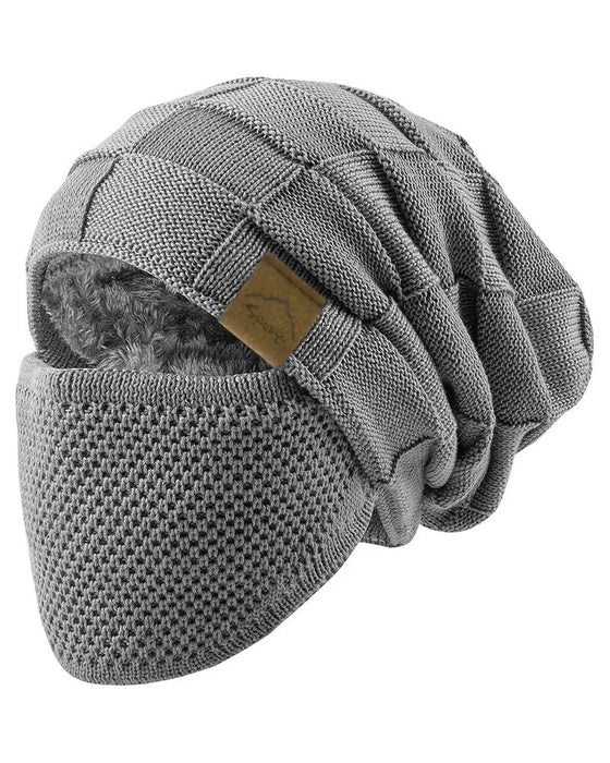 Strickmütze Maske Set Winter Mütze Gesicht Ohr Abdeckung
