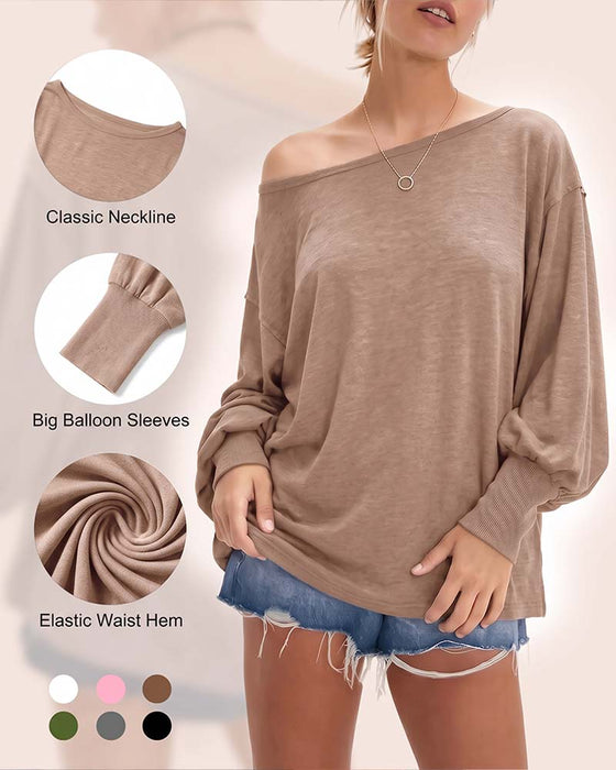 Oberteil Off-Shoulder Laternenärmel Langarm