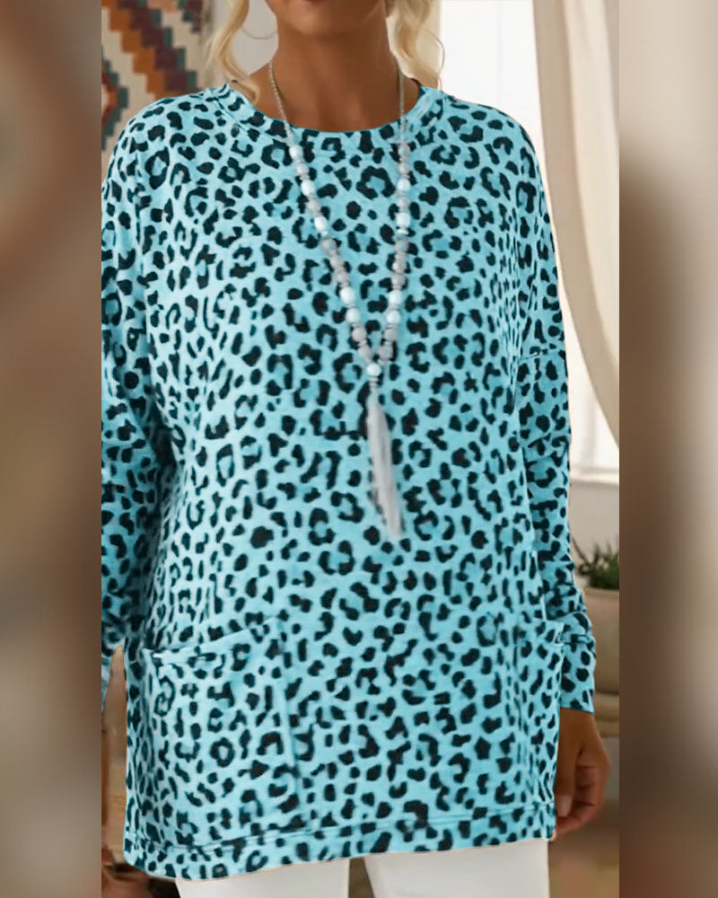 Top mit Leopardenprint und Rundhalsausschnitt