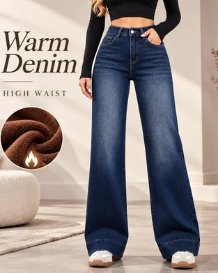 Fleecegefütterte Wide-Leg-Jeans