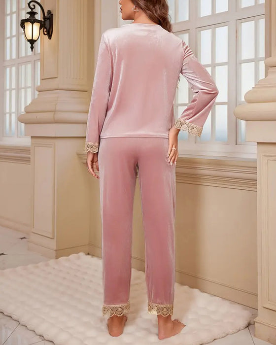 Pyjamas set herbst und winter lose spitze hause tragen