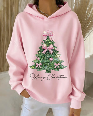 Sweatshirt Mit Kapuze Casual Weihnachtsdruck