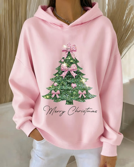 Sweatshirt Mit Kapuze Casual Weihnachtsdruck