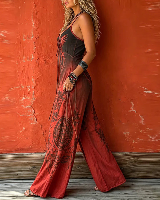 Jumpsuit Spaghettiträger Gradient Totem Weites Bein