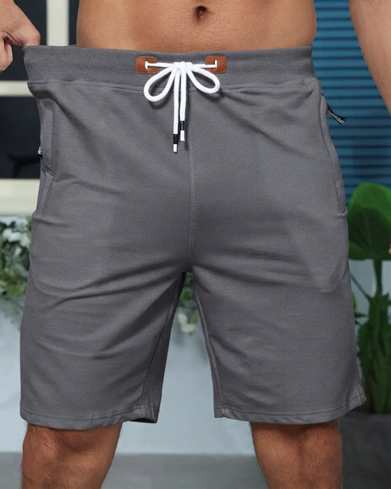 Shorts Elastische Taille Kordelzug Uni Farbe Herren