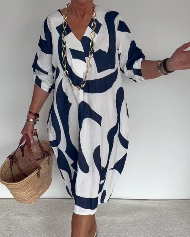 Kleid Geometrischer Abstrakter Print Loose Fit