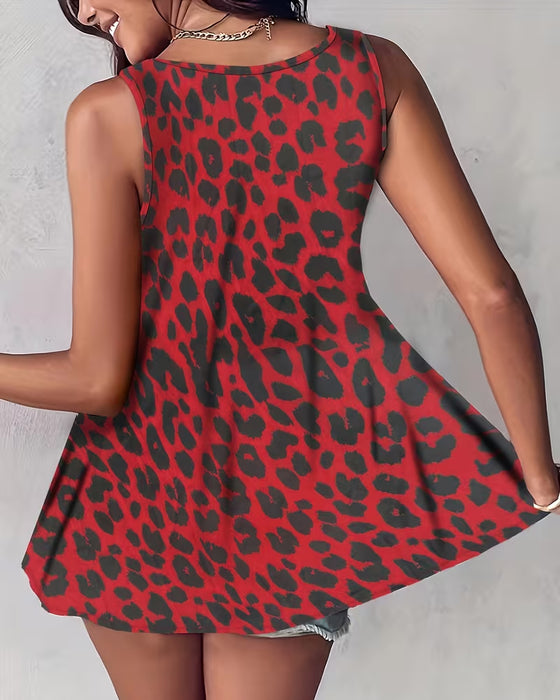 Trägertop V-Ausschnitt Leopardenprint