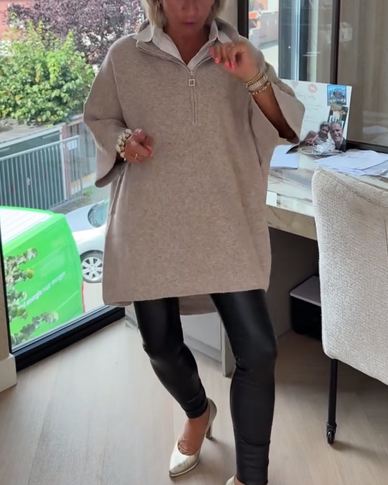 Pullover Stehkragen Halbzip Locker