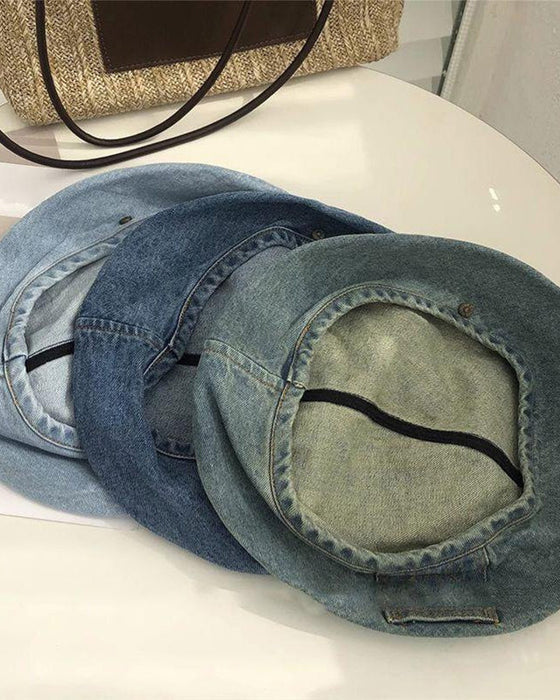Baskenmütze Damen Vintage Denim