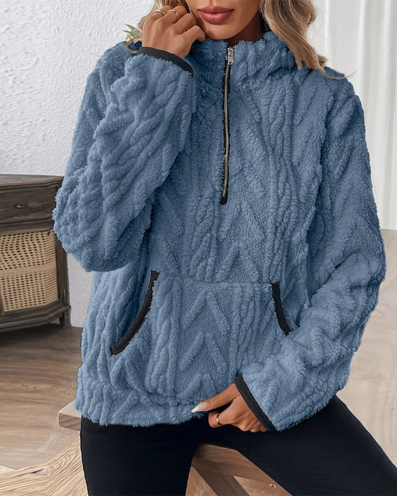 Sweatshirt mit Revers Frontreißer Flauschig