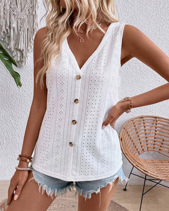 Tanktop Ärmellos Lochknopf