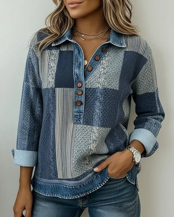 Sweatshirt mit langen Ärmeln und Colorblock-Print
