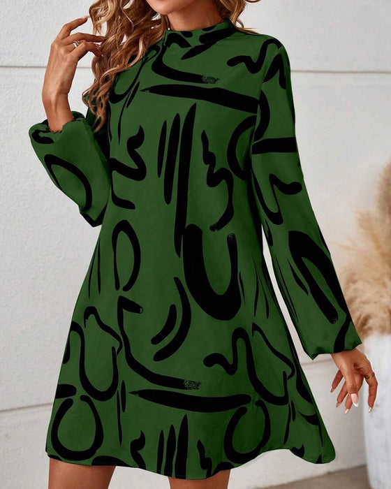 Kleid modisch geometrischer Kontrastdruck