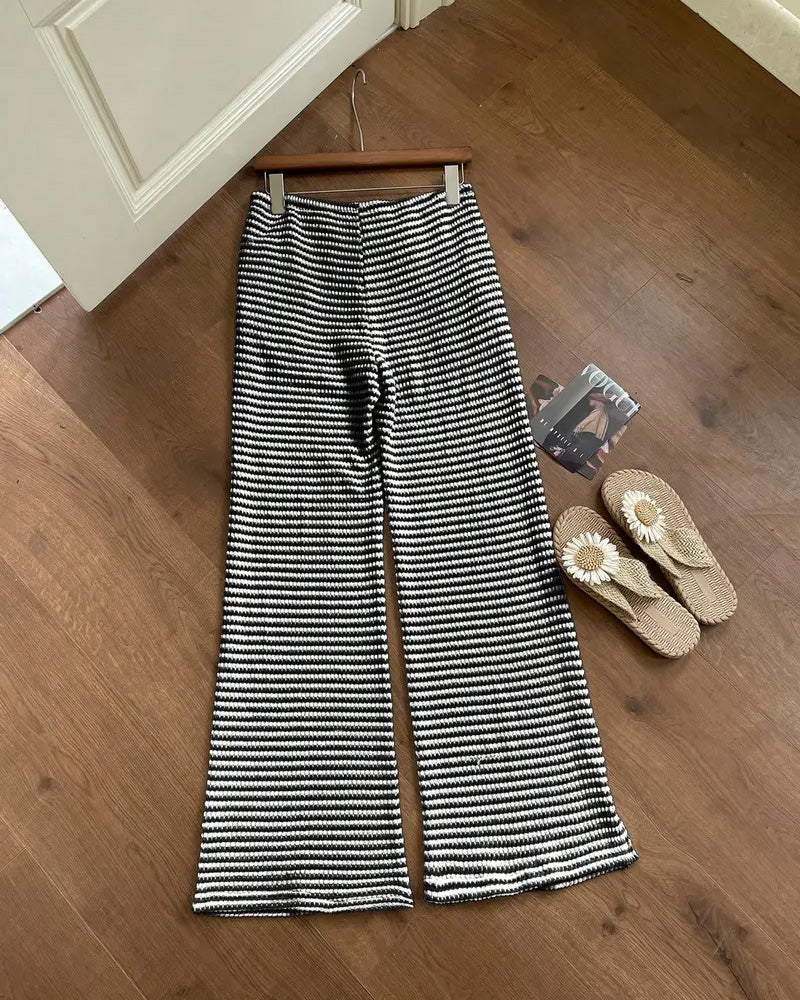 Hose Hohe Taille Gestreift Lässig