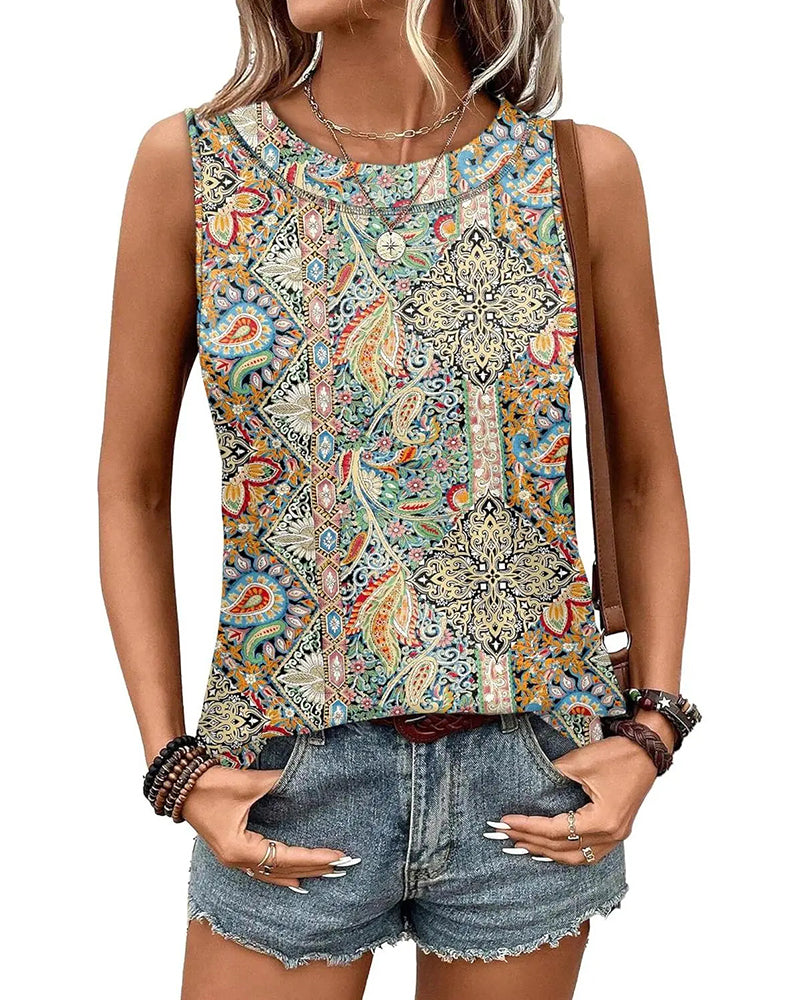 Tank Top Bohmisch Druck Ärmellos