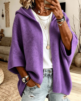 Cardigan 3/4 Ärmel Kapuze Lässig