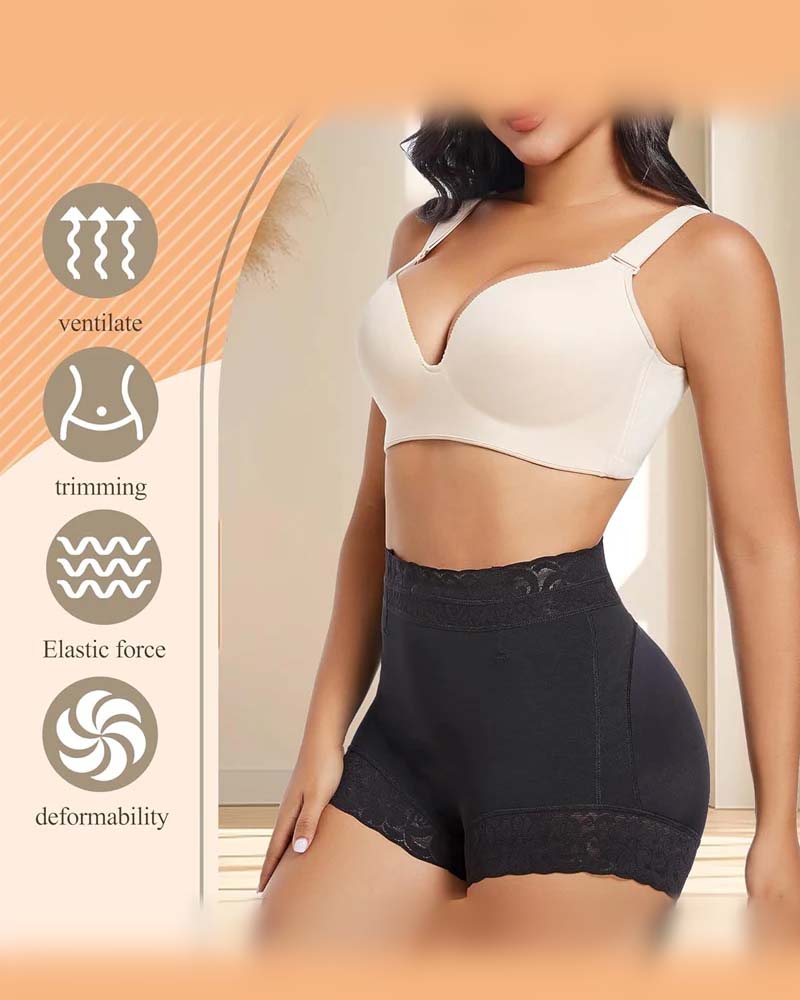 Damen Shorts Spitze Hohe Taille Shapewear