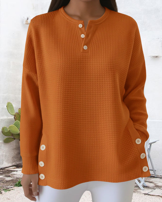 Modisches Sweatshirt Im Waffelmuster, Lässig
